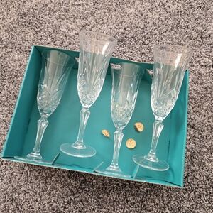 Salzburg Cristal de Flandre 24% Lead Crystal Sunburst Fan 14,5cl Champagne Flute